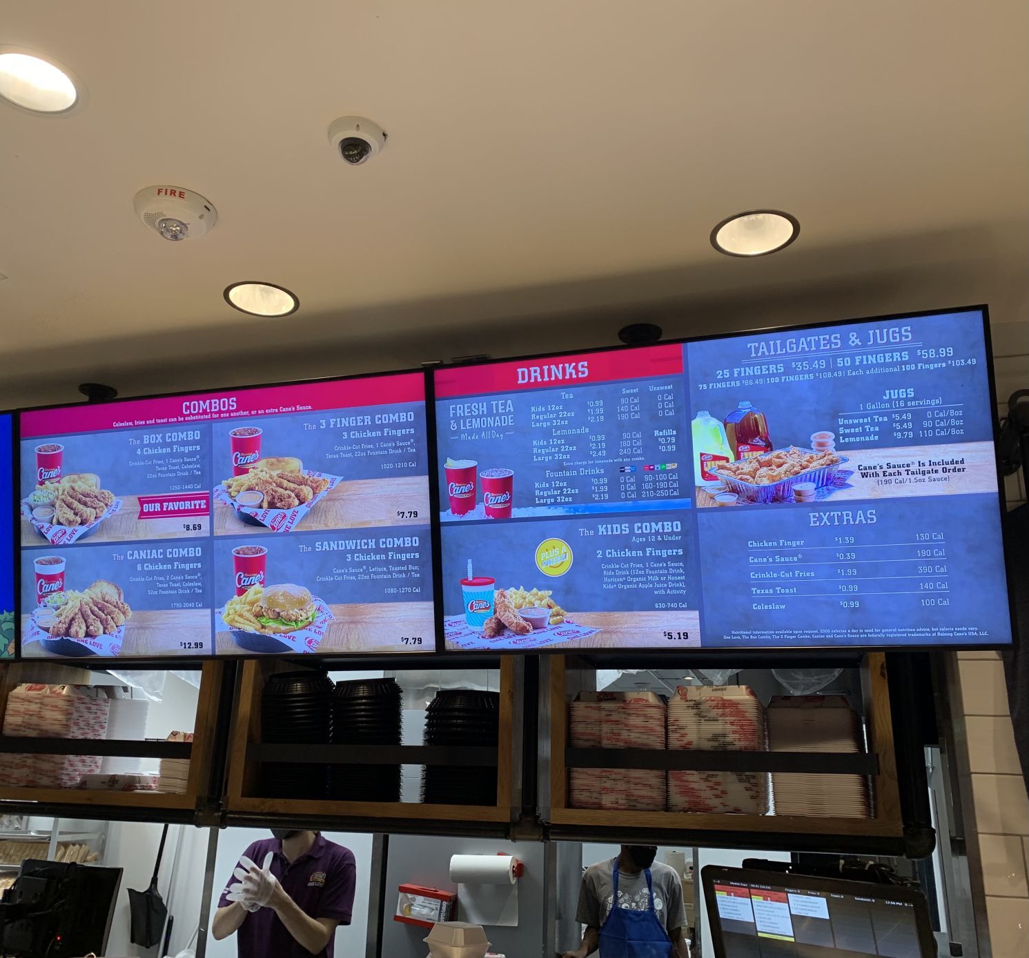 Cane's menu board